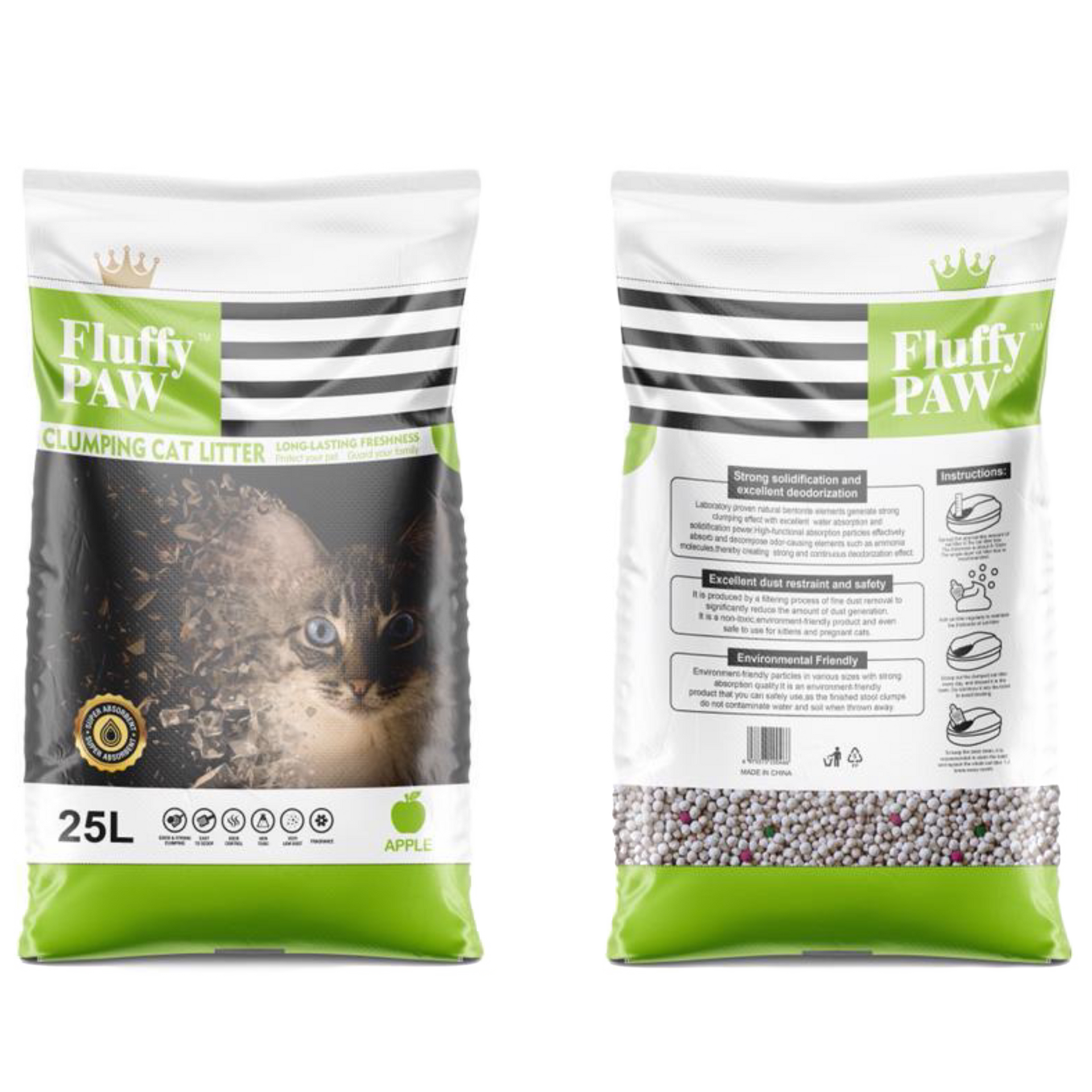 Fluffy Paws Cat Litter 25L - Apple