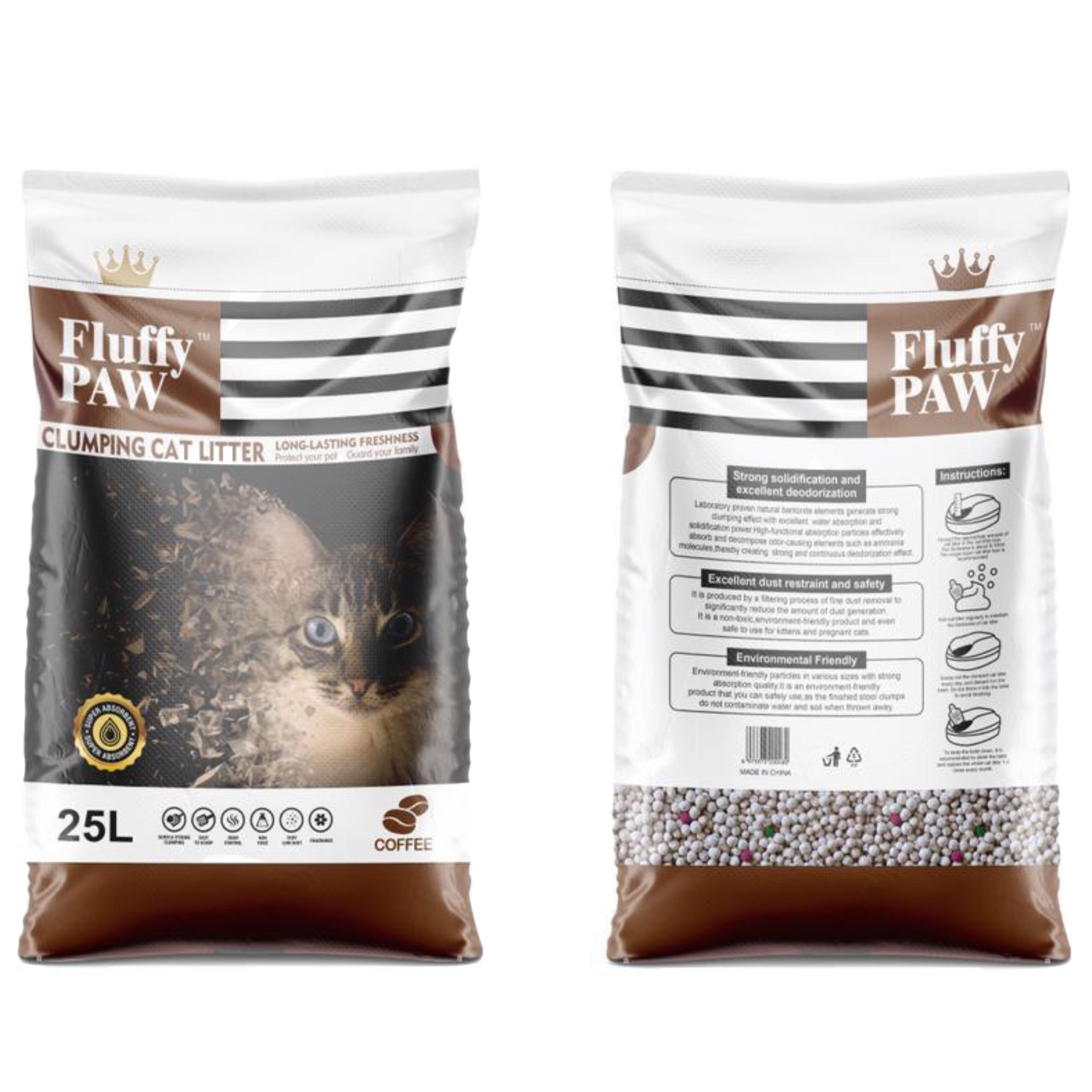 Fluffy Paws Cat Litter 25L - Coffee