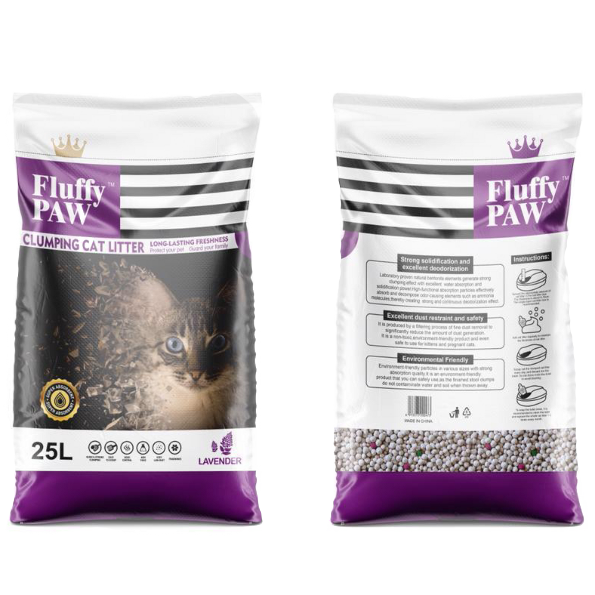 Fluffy Paws Cat Litter 25L - Lavender