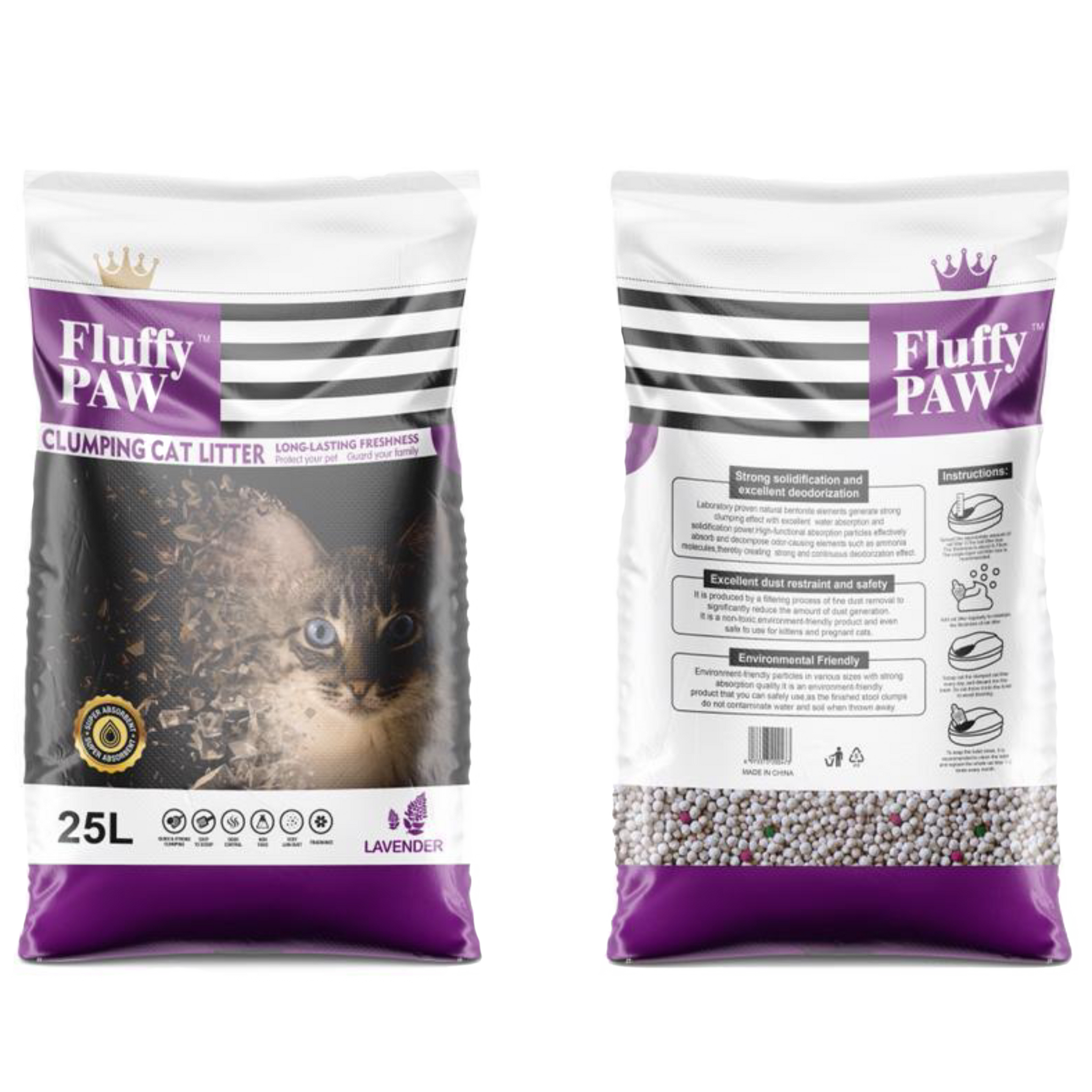 Fluffy Paws Cat Litter 25L - Lavender