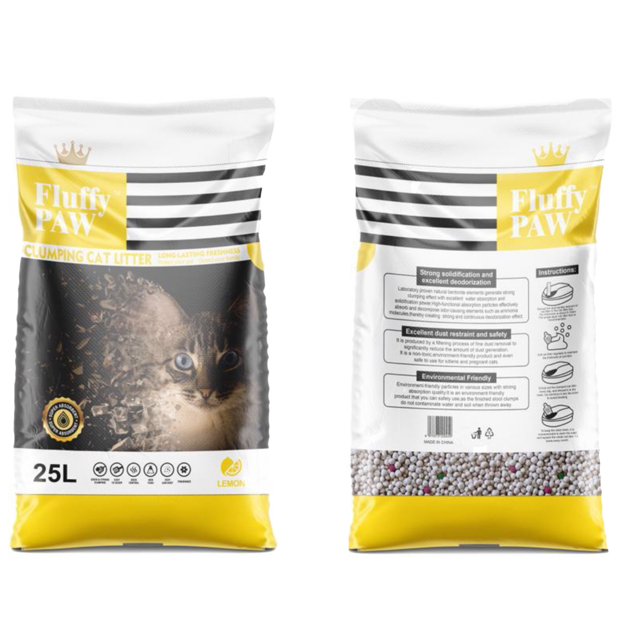 Fluffy Paws Cat Litter 25L - Lemon